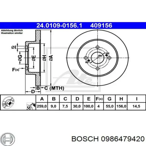 Купити 0986479420 Bosch Диск заднього гальма