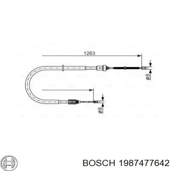 Трос ручного гальма задній, лівий 1987477642 Bosch