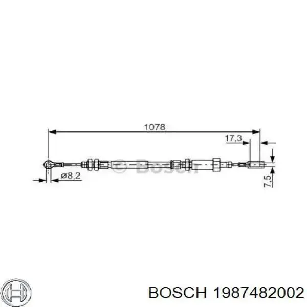 Трос ручного гальма передній 1987482002 Bosch