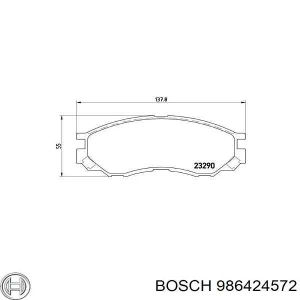 Передні тормозні колодки 986424572 Bosch