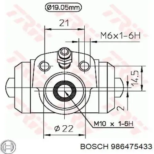 Циліндр гальмівний колісний/робітник, задній 986475433 Bosch