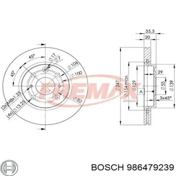 Гальмівні диски передні 986479239 Bosch