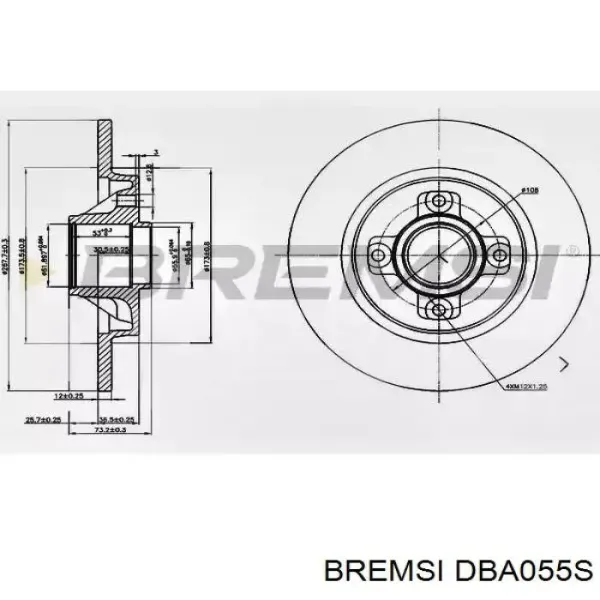 Гальмівні диски передні DBA055S Bremsi