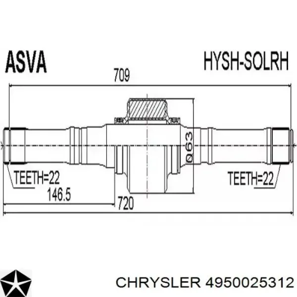 Піввісь права 4950025312 Chrysler