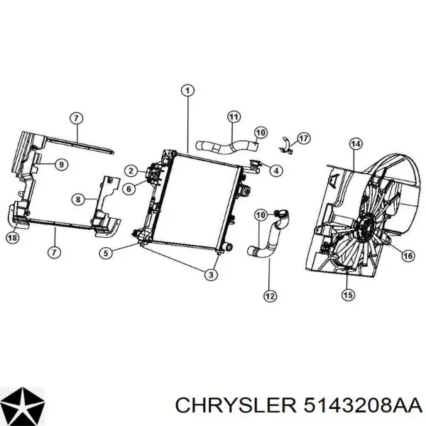Вентилятор охолодження радіатора 5143208AA Chrysler