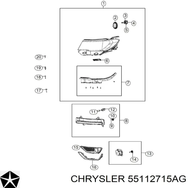 Фара ліва 55112715AG Chrysler