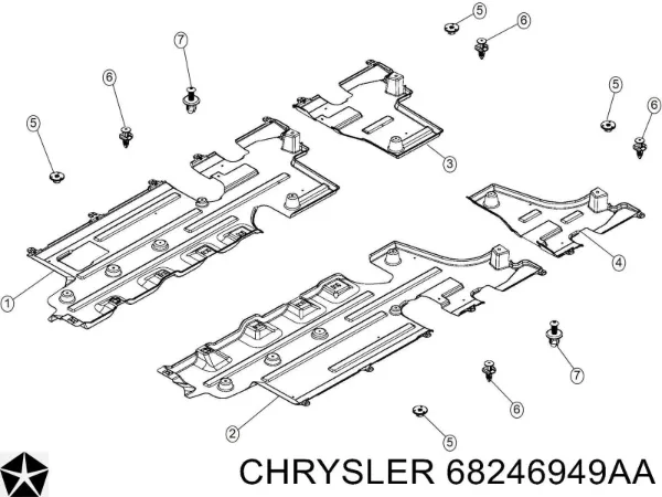 Захист днища, правий 68246949AA Chrysler