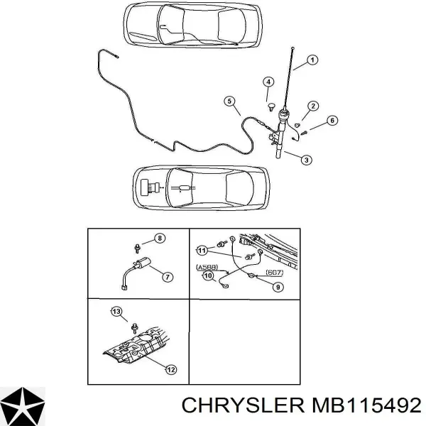 Пістон (кліп) утеплювача капота MB115492 Chrysler