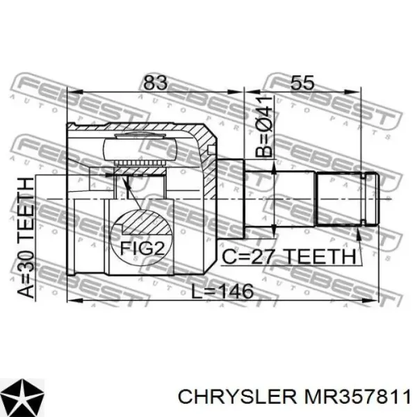 Ліва піввісь MR357811 Chrysler