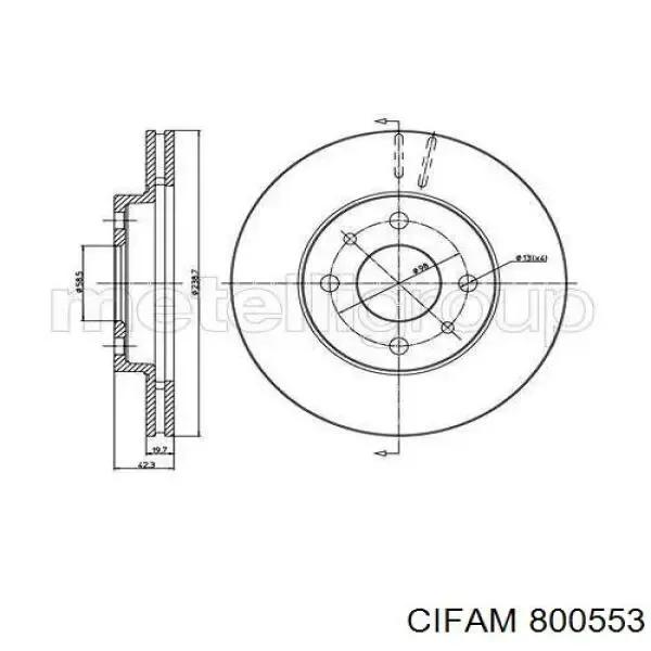Гальмівні диски передні 800553 Cifam