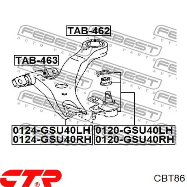 Кульова опора, нижня, ліва CBT86 CTR