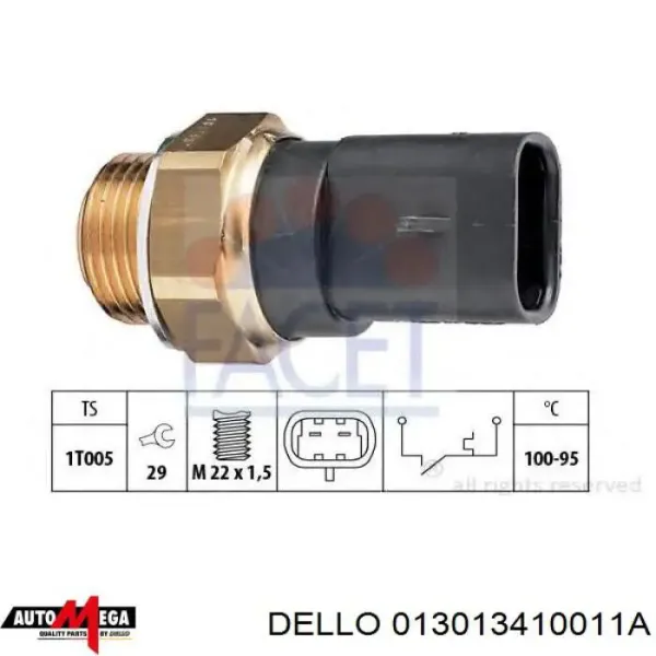 Датчик включення вентилятора 013013410011A Dello/Automega