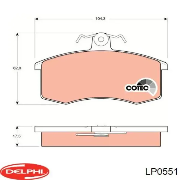 Передні тормозні колодки LP0551 Delphi