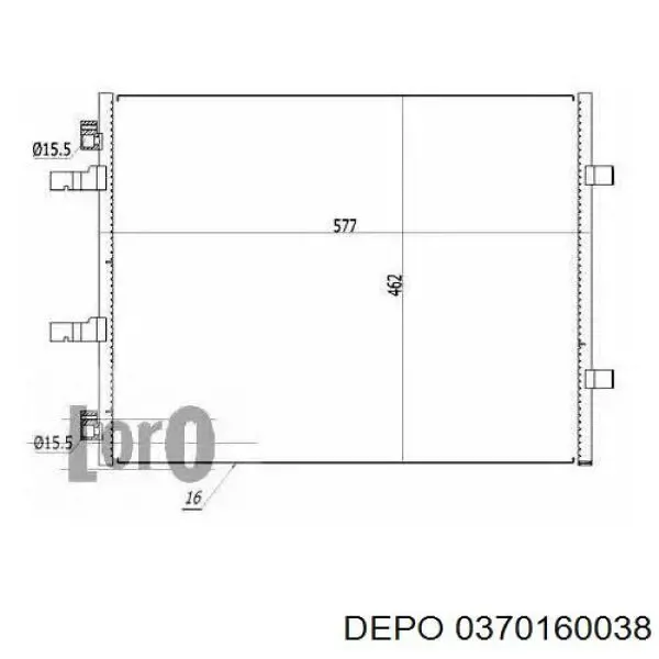 Радіатор кондиціонера 0370160038 Depo/Loro/Abakus