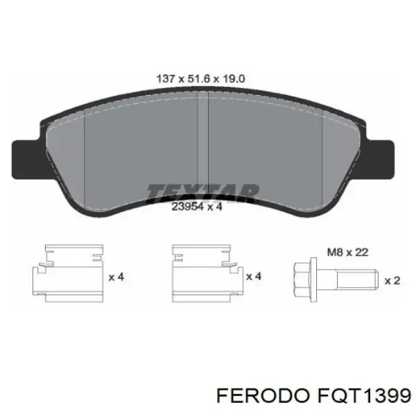 Передні тормозні колодки FQT1399 Ferodo