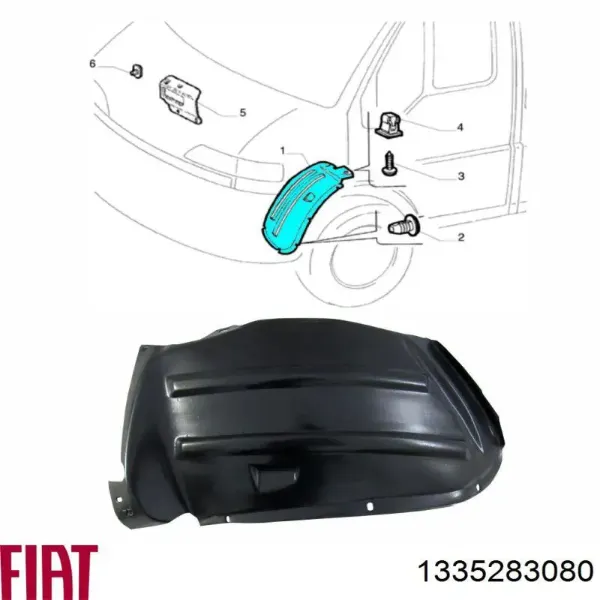 Підкрилок передній правий 1335283080 Fiat/Alfa/Lancia