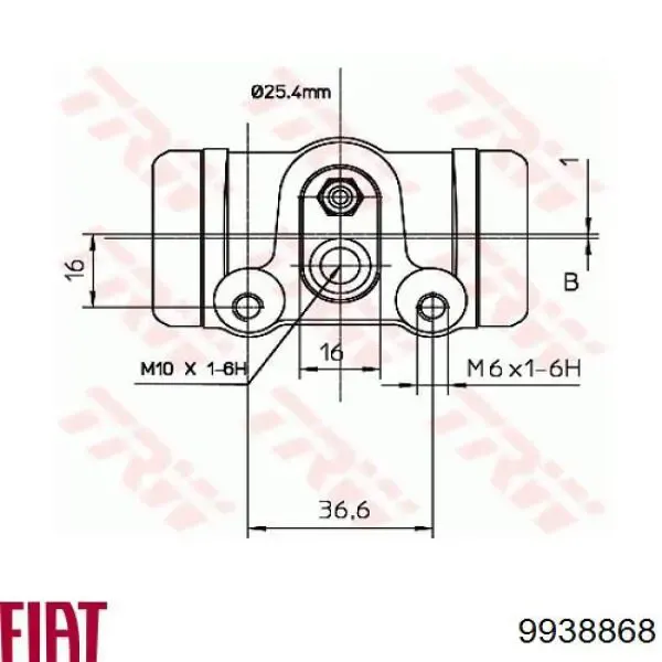 Циліндр гальмівний колісний/робітник, задній 9938868 Fiat/Alfa/Lancia