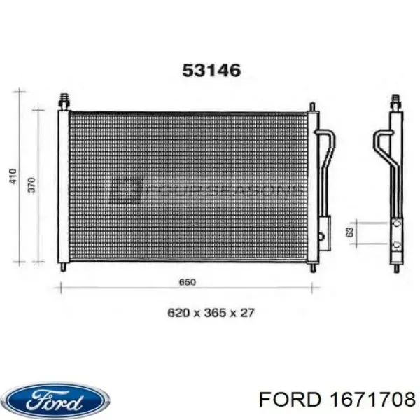 Радіатор кондиціонера 1671708 Ford