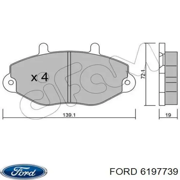Передні тормозні колодки 6197739 Ford