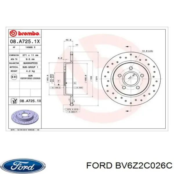 Гальмівні диски BV6Z2C026C Ford