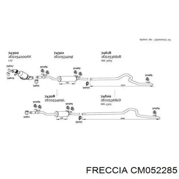 Розподільний вал двигуна випускний CM052285 Freccia