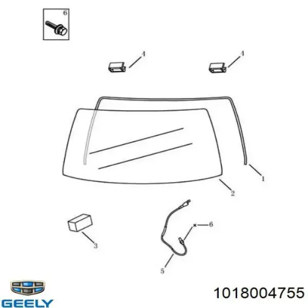 Заднє скло 1018004755 Geely