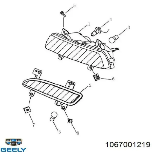 Фара протитуманна задня, права 1067001219 Geely