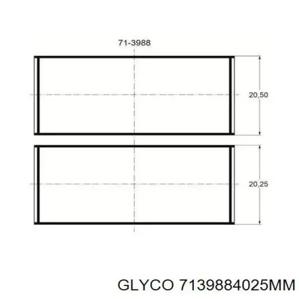Вкладиші колінвала, шатунні, комплект, 1-й ремонт (+0,25) 7139884025MM Glyco