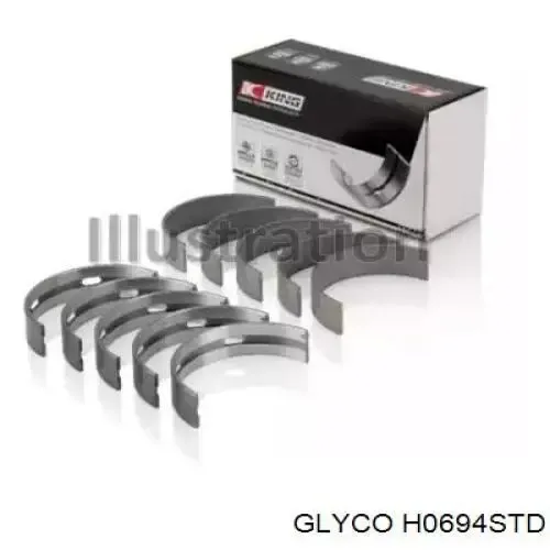 Вкладиші колінвала, корінні, комплект, стандарт (STD) H0694STD Glyco