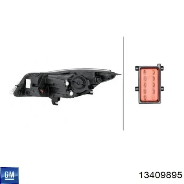 Фара права 13409895 General Motors