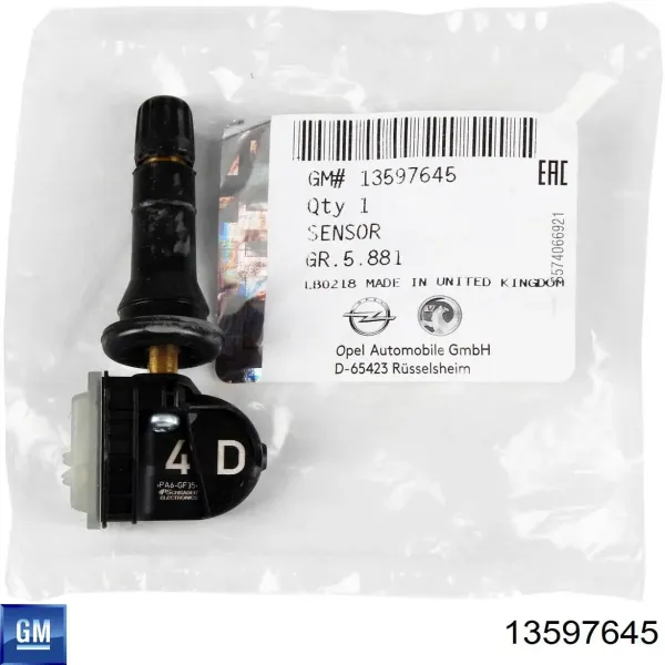 Датчик тиску в шинах 13597645 General Motors