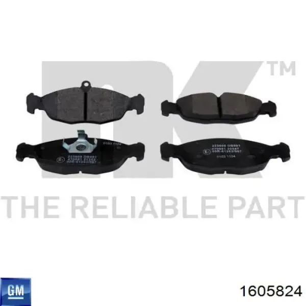 Передні тормозні колодки 1605824 General Motors