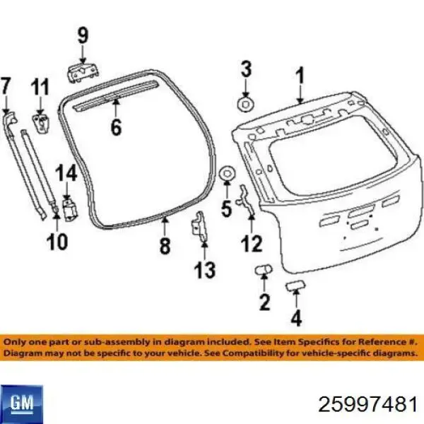 Амортизатор багажника 25997481 General Motors