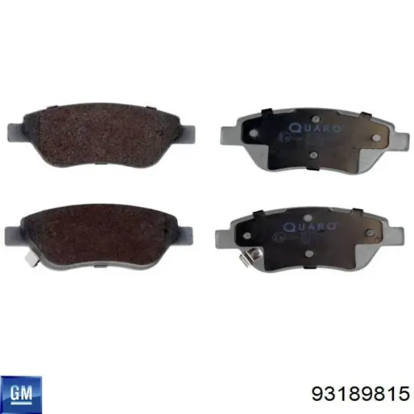 Передні тормозні колодки 93189815 General Motors
