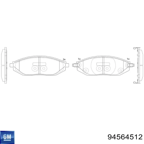 Передні тормозні колодки 94564512 General Motors