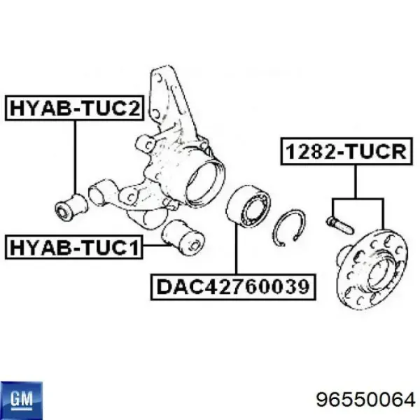 Цапфа - поворотний кулак задній, лівий 96550064 General Motors