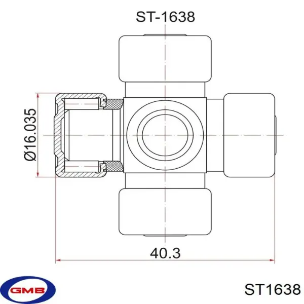 Хрестовина рульового механізму ST1638 GMB