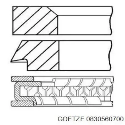 Кільця поршневі на 1 циліндр, 2-й ремонт (+0,50) 0830560700 Goetze