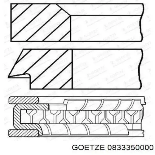 Кільця поршневі на 1 циліндр, STD. 0833350000 Goetze