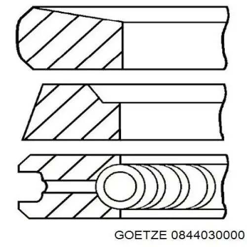 Кільця поршневі на 1 циліндр, STD. 0844030000 Goetze