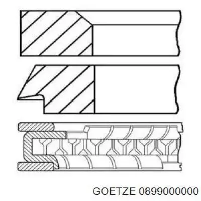 Кільця поршневі на 1 циліндр, STD. 0899000000 Goetze