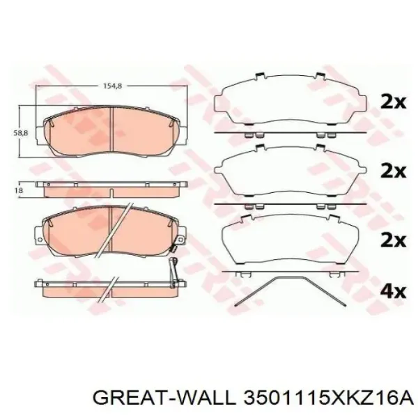 Передні тормозні колодки 3501115XKZ16A Great Wall