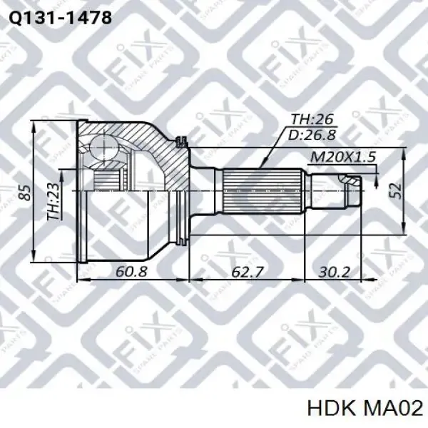 ШРУС зовнішній передній MA02 HDK