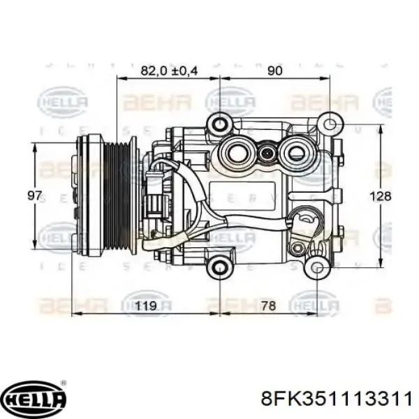 Компресор кондиціонера 8FK351113311 HELLA