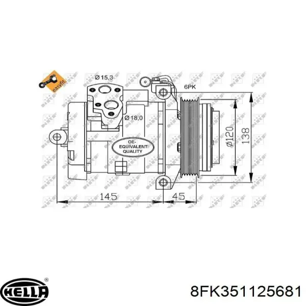 Купити 8FK351125681 HELLA Компресор кліматичної установки