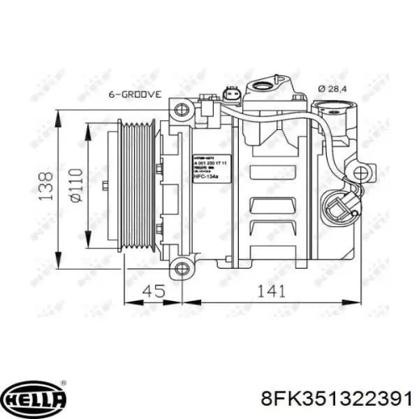 Насос кондиціонера HELLA 8FK351322391