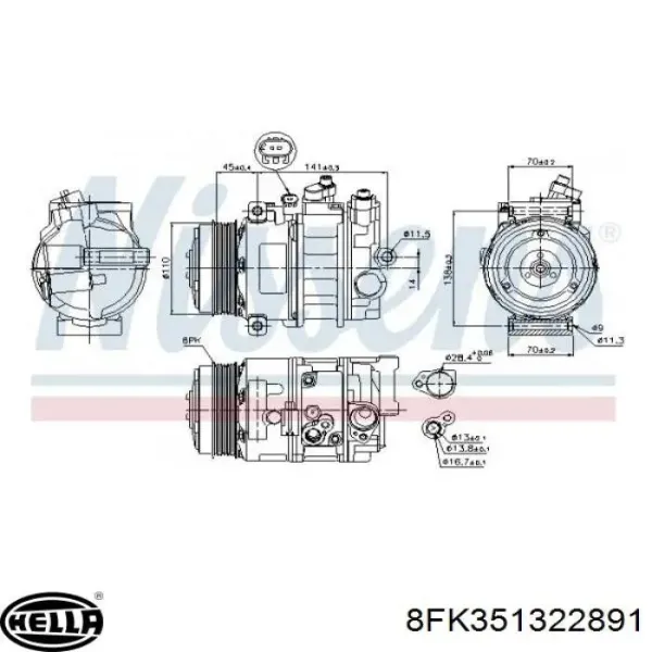 Компресор кондиціонера 8FK351322891 HELLA