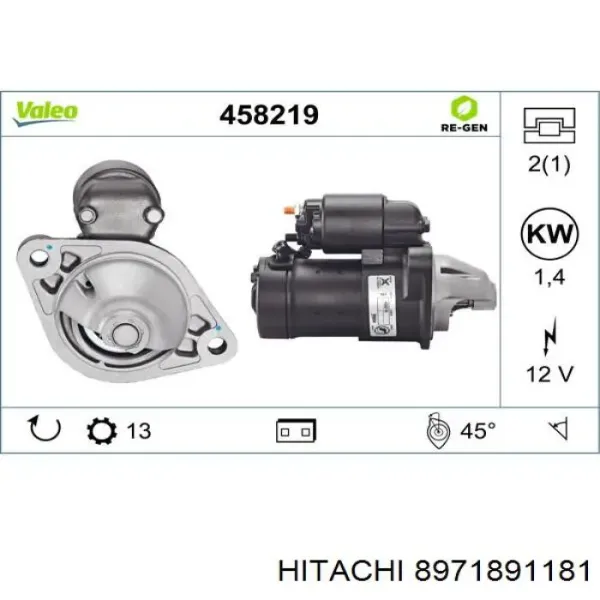 Стартер 8971891181 Hitachi