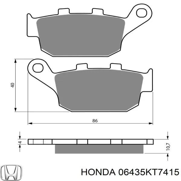 Задні гальмівні колодки 06435KT7415 Honda