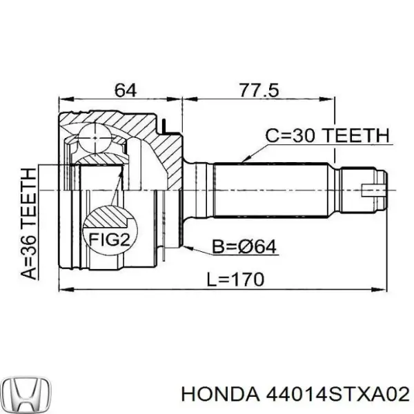 ШРУС зовнішній передній 44014STXA02 Honda